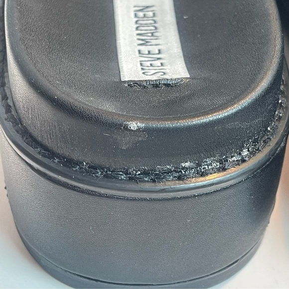 Steve Madden Women's Bigmayven Platform Slide Brown Leather Sandals Sz 9.5 - Picture 5 of 8